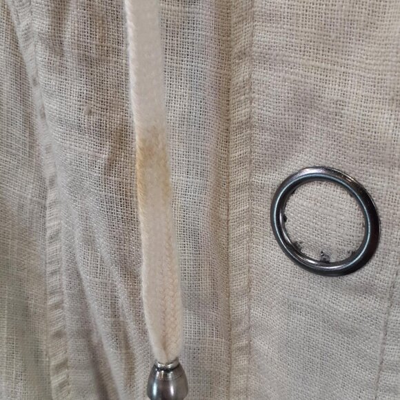 Free People Jacket Beige Khaki Long Hooded Ramie Coat Military Snap - Wo… - Picture 2 of 8